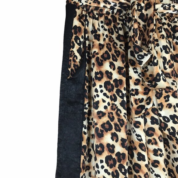 NEW With Tags WANDERLUX Vancouver Belted Leopard Wide Leg Pants Size M - Picture 5 of 9